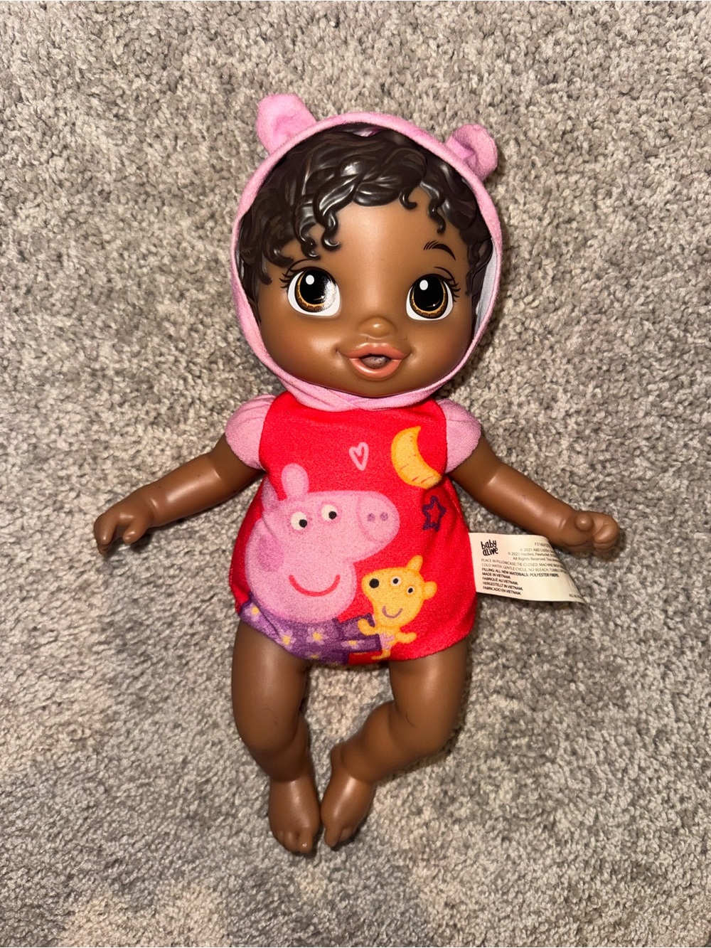 Baby Alive Goodnight Peppa Doll Baby Doll Dark Skin Dark Eyes Plush Body